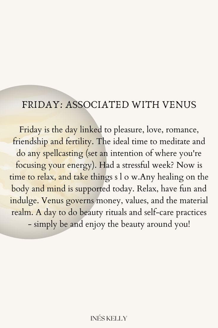 Friday: Day of Venus — Meaning, Energy & Best Activities